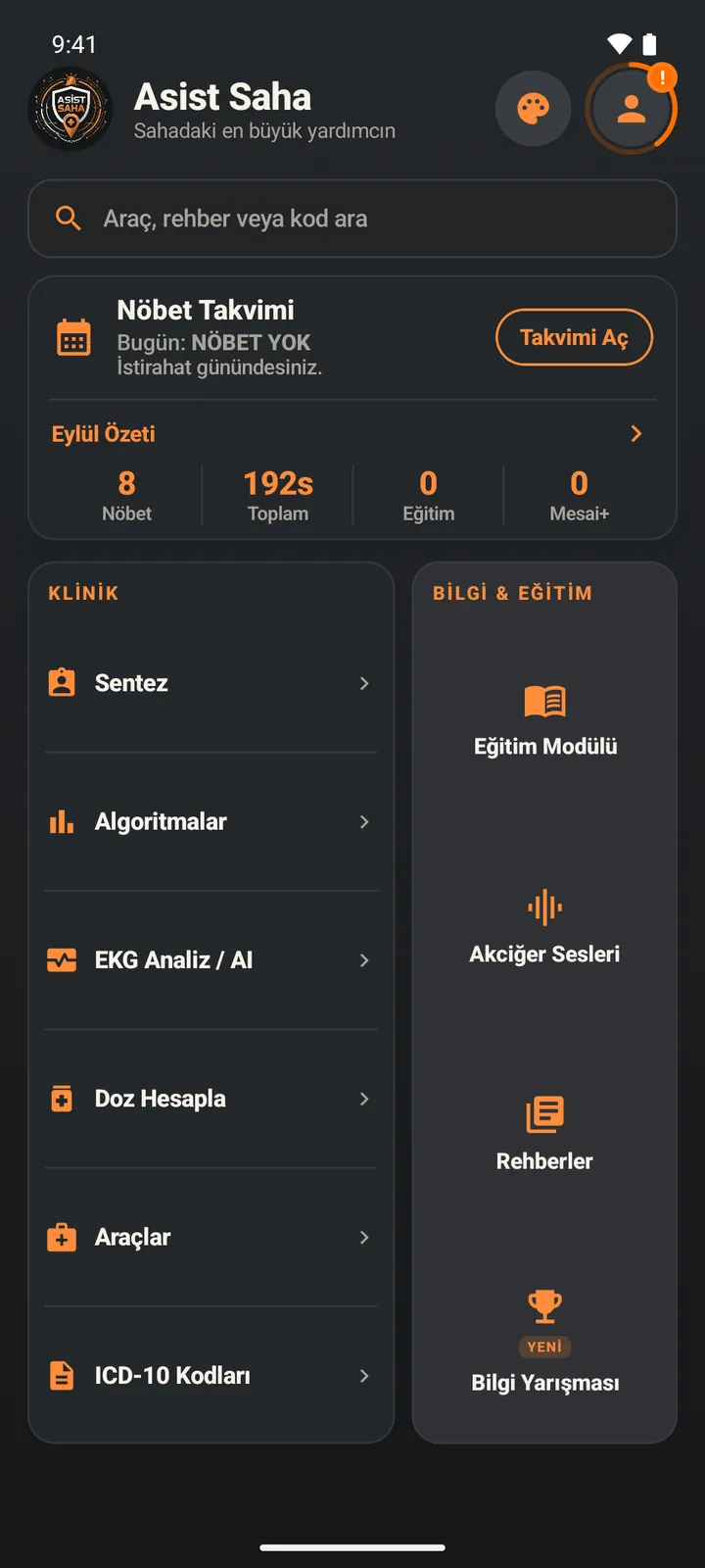 Ana ekran, Panel düzeni, Antrasit teması