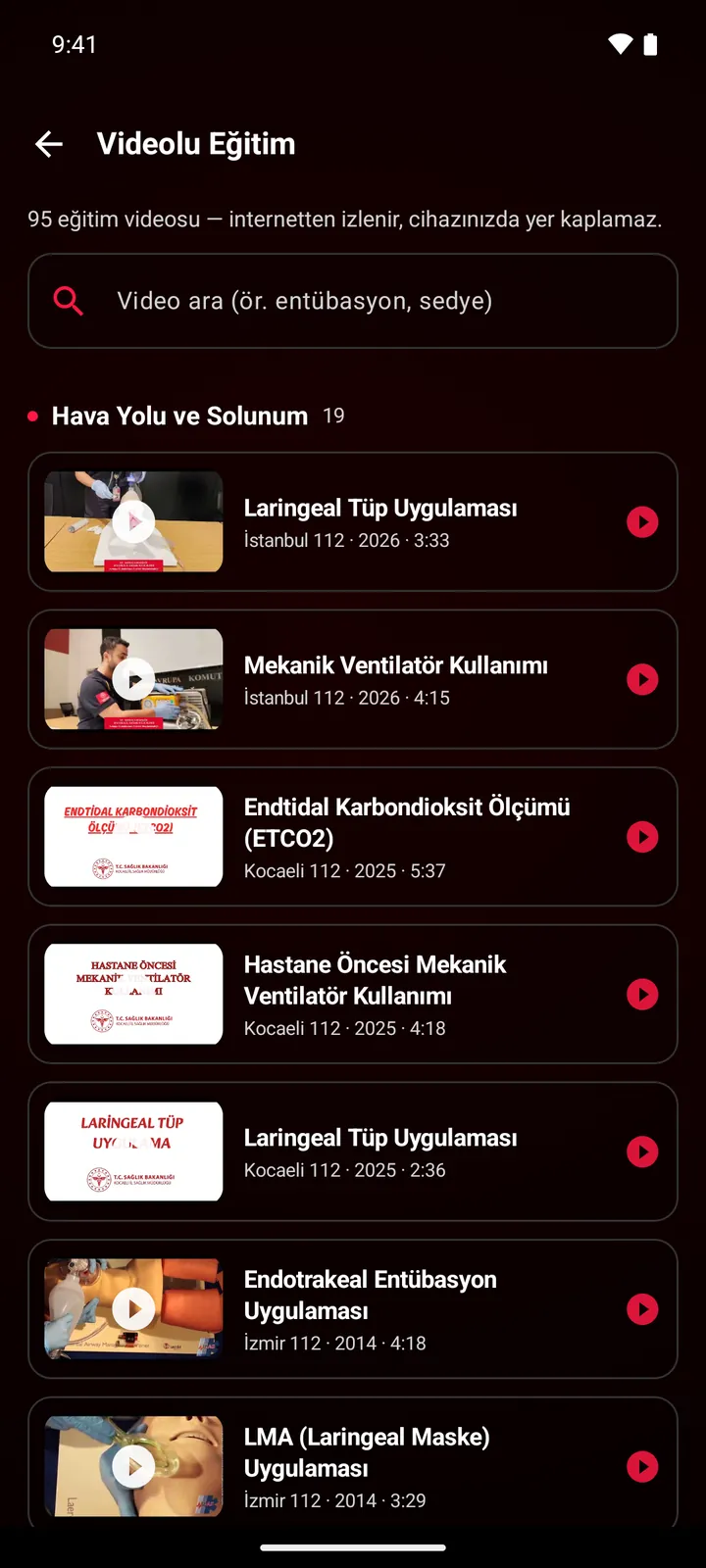 Videolu eğitim listesi